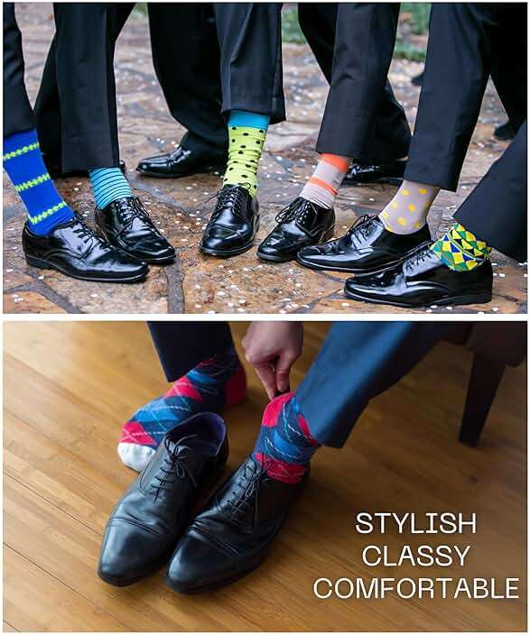 JAMES FIALLO Men’s Colorful Dress Socks – 6 Pairs Fun Novelty Crew Socks for Work & Everyday Style Size 10-13 - Image 5