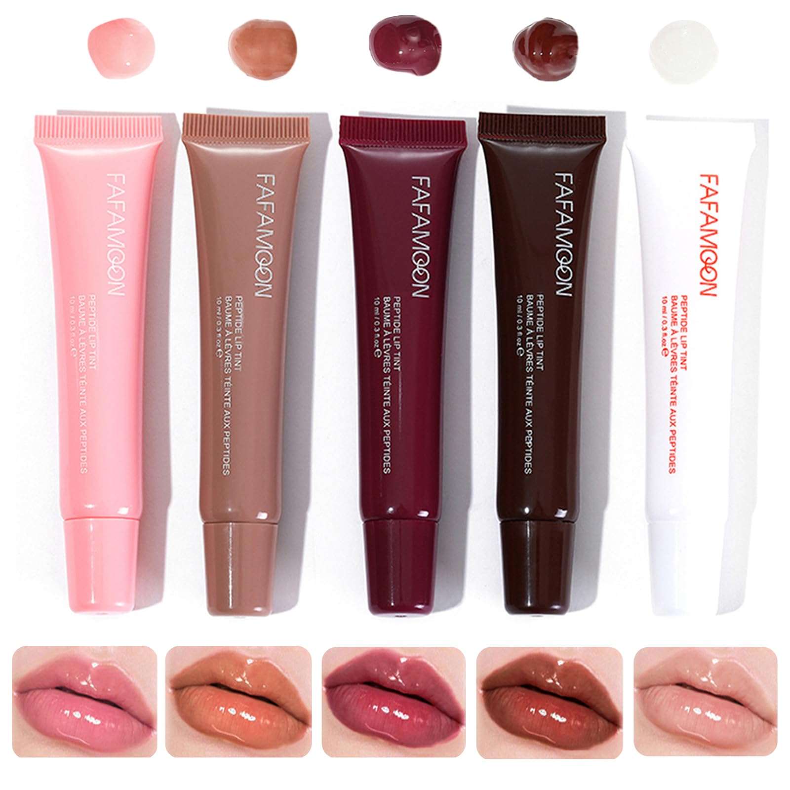 DENESTUP Lip Jam Hydrating Lip Gloss | Glitter Glossy Plumping Lipgloss | High Shine Glass Finish Nude Colors Shiny Jelly Liquid Lipstick for Women (5 Colors Set) - Image 1