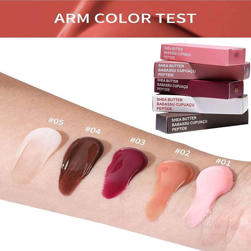 DENESTUP Lip Jam Hydrating Lip Gloss | Glitter Glossy Plumping Lipgloss | High Shine Glass Finish Nude Colors Shiny Jelly Liquid Lipstick for Women (5 Colors Set) - Image 9