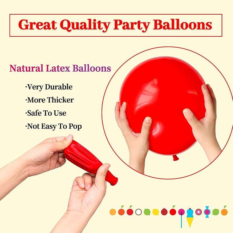 Red Balloon 110pcs, Red Latex Balloons12 inch for Birthday Valentine's Day Wedding(with 2 Ribbons). - Image 5