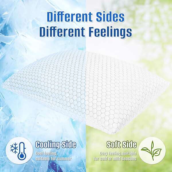 CushyOasis Cooling Pillow for Sleeping, Pillows Queen Size Set of 2, CertiPUR-US Shredded Memory Foam Pillows for Hot Sleepers, Adjustable Firm Pillow for Side, Back, Stomach Sleepers, Gray - Image 3