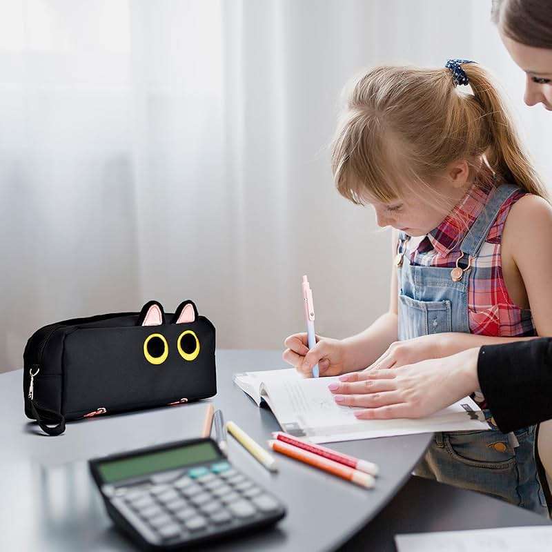 Hongdian Large Capacity Pencil Case, 3D Cat Pen Bags Pencil Pouch Organizer for Office College School - Image 3