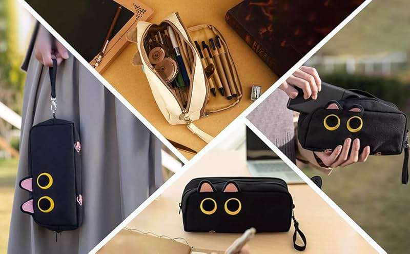 Hongdian Large Capacity Pencil Case, 3D Cat Pen Bags Pencil Pouch Organizer for Office College School - Image 4