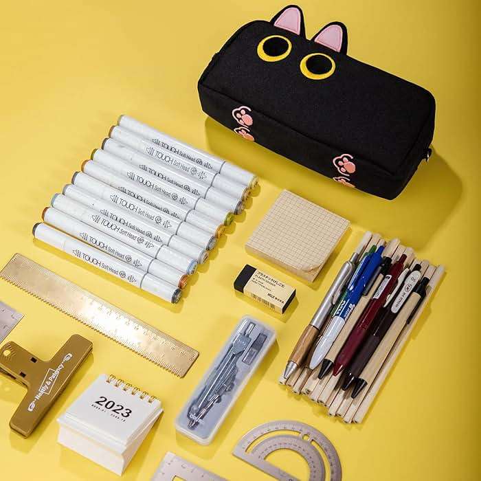 Hongdian Large Capacity Pencil Case, 3D Cat Pen Bags Pencil Pouch Organizer for Office College School - Image 7