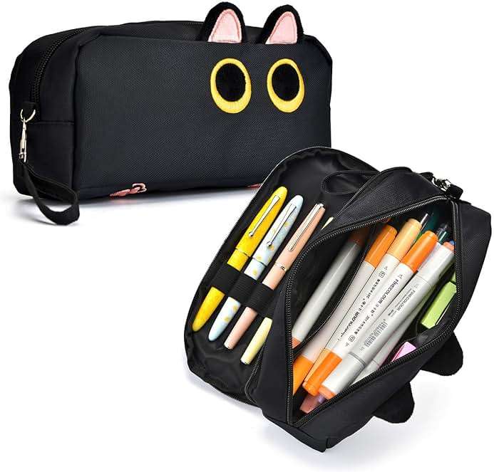 Hongdian Large Capacity Pencil Case, 3D Cat Pen Bags Pencil Pouch Organizer for Office College School - Image 9