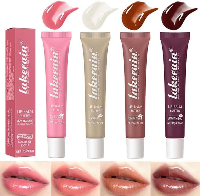 3 Color Glossy Lip Balm Butter Lip Gloss，Moisturizing Non Sticky High Shiny Finish Lip Glow Oil, Natural Plumping Lip Tint Lip Care & Repair Lip Mask for Soft & Smooth & Protect Dry Lip - Image 1