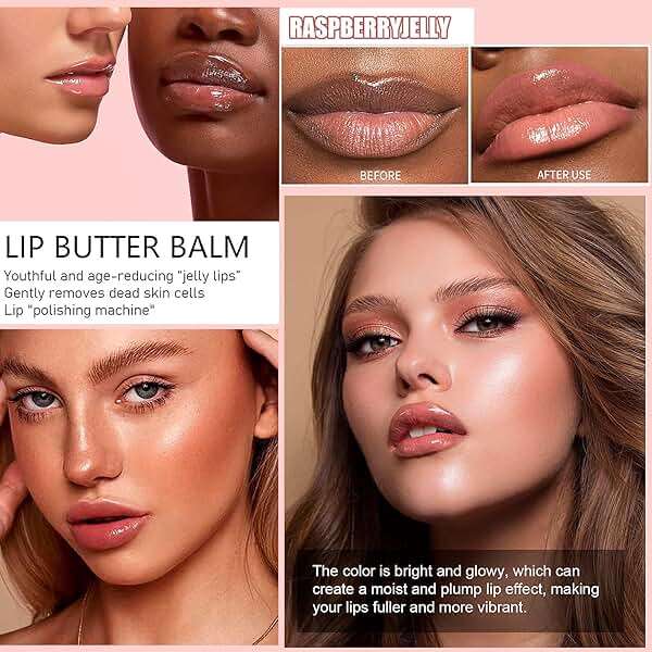 3 Color Glossy Lip Balm Butter Lip Gloss，Moisturizing Non Sticky High Shiny Finish Lip Glow Oil, Natural Plumping Lip Tint Lip Care & Repair Lip Mask for Soft & Smooth & Protect Dry Lip - Image 6