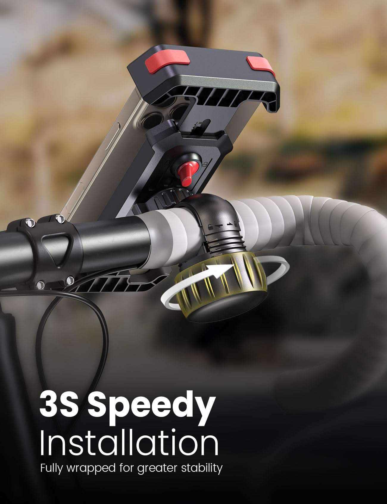 Pnitri 2025 New Upgraded Bike Phone Holder Handlebar - 1S Quick Install, Motorcycle Phone Mount, Bicycle Phone Holder fit Large Phone Case for iPhone Samsung, Dirt Scooter Mini Bike Accessories - Image 3