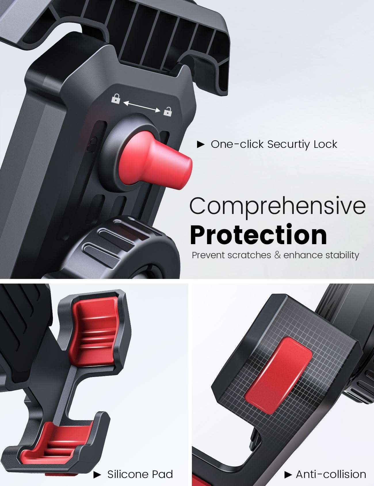 Pnitri 2025 New Upgraded Bike Phone Holder Handlebar - 1S Quick Install, Motorcycle Phone Mount, Bicycle Phone Holder fit Large Phone Case for iPhone Samsung, Dirt Scooter Mini Bike Accessories - Image 6