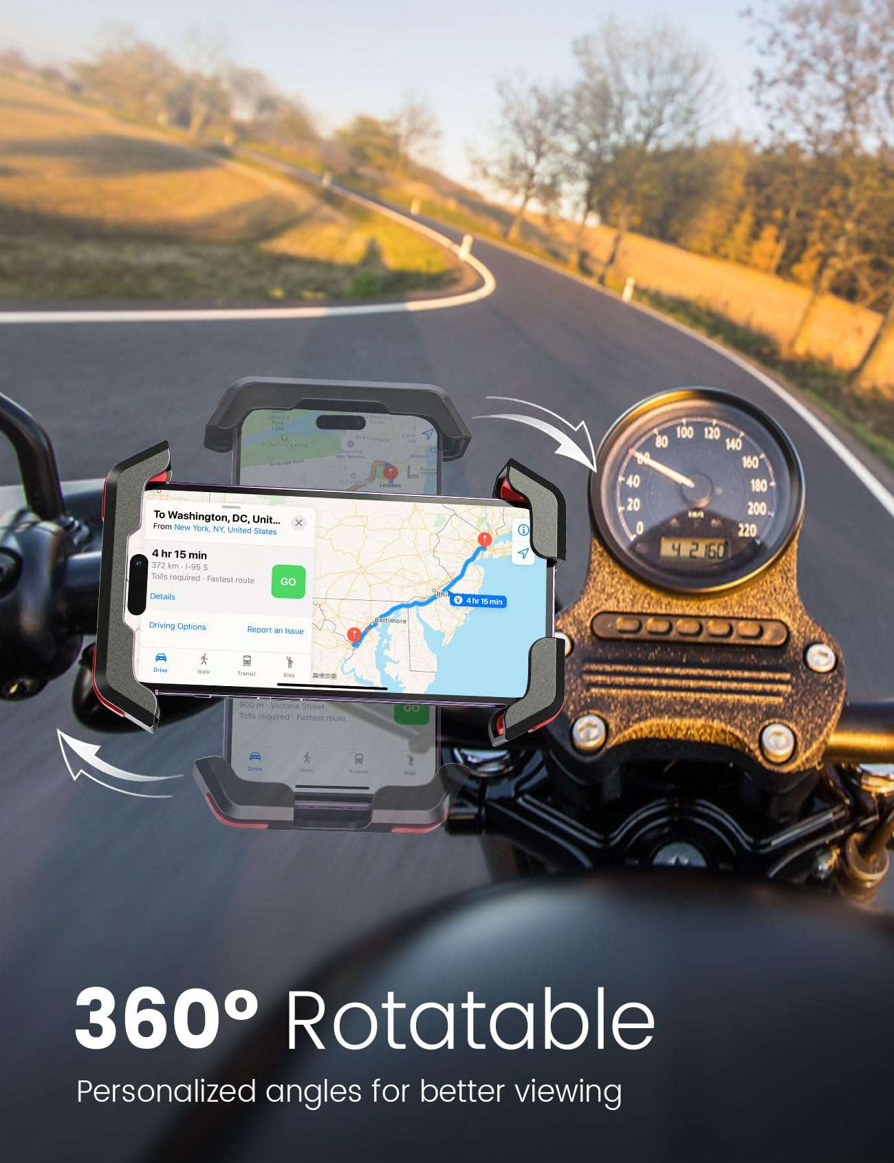 Pnitri 2025 New Upgraded Bike Phone Holder Handlebar - 1S Quick Install, Motorcycle Phone Mount, Bicycle Phone Holder fit Large Phone Case for iPhone Samsung, Dirt Scooter Mini Bike Accessories - Image 8