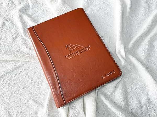 Brown Leather Padfolio for Women/Men, Business Leather Binder 3 Ring Portfolio, Personalized Leather Portfolio Binder, Zippered Portfolio Organizer for A4 Notepad & 13-inch Laptop/Tablet - Image 5