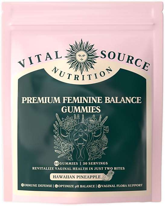 Vital Source Nutrition Vaginal Probiotic Gummies for Women - pH Balance and Immune Defense, Support Healthy Odor and Vaginal Flora - Vegan, Gluten-Free - Hawaiian Pineapple - 60 Gummies - 30 Servings - Image 1