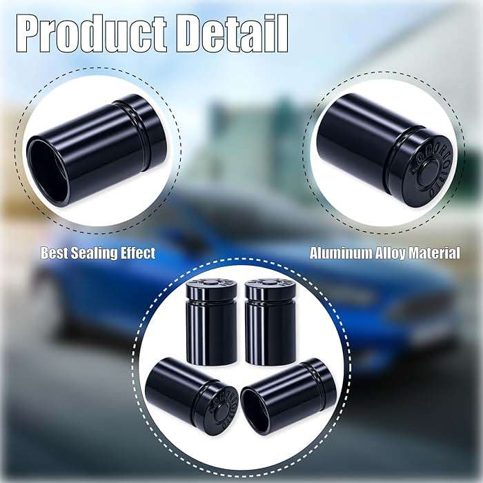 MEAJOO 4PCS Bullet Shell Tire Valve Stem Caps, Leak-Proof Air Caps Cover, Airtight Aluminum Alloy Dust-Proof Car Accessories, Universal for Cars, SUVs, Bikes, Trucks and Motorcycles (Black) - Image 3