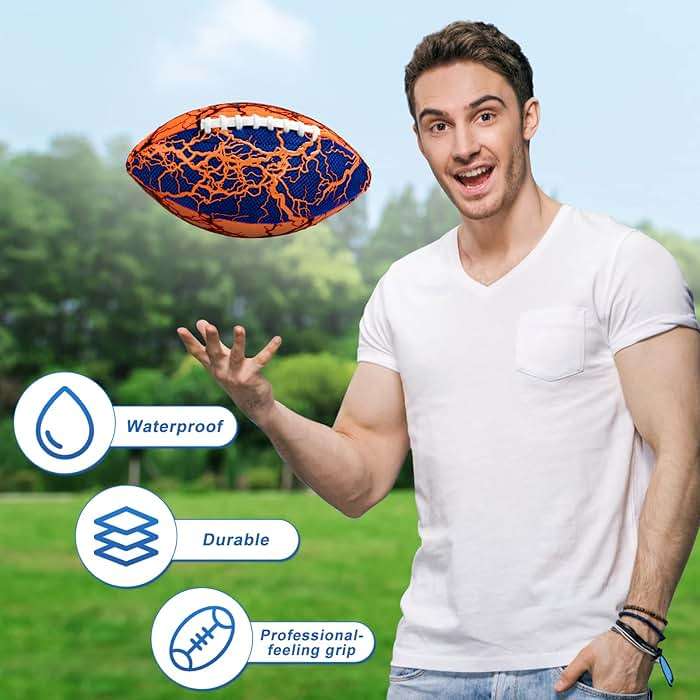 Jasonwell Pool Beach Water Football - 2Pack Strong Grip Waterproof Football for All-Weather Play Pool Toys Beach Games Outdoor Sports Toy Christmas Birthday Gifts for Kids Boys Teens Adults - Image 4
