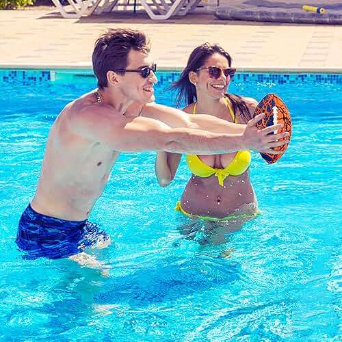 Jasonwell Pool Beach Water Football - 2Pack Strong Grip Waterproof Football for All-Weather Play Pool Toys Beach Games Outdoor Sports Toy Christmas Birthday Gifts for Kids Boys Teens Adults - Image 5