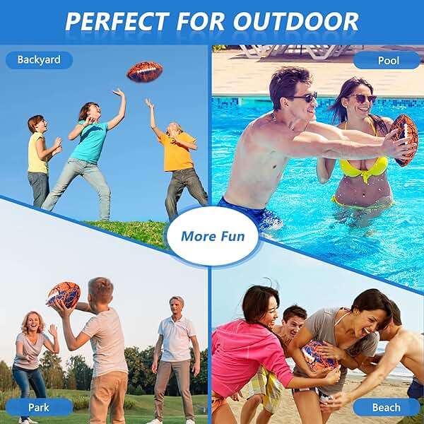 Jasonwell Pool Beach Water Football - 2Pack Strong Grip Waterproof Football for All-Weather Play Pool Toys Beach Games Outdoor Sports Toy Christmas Birthday Gifts for Kids Boys Teens Adults - Image 6