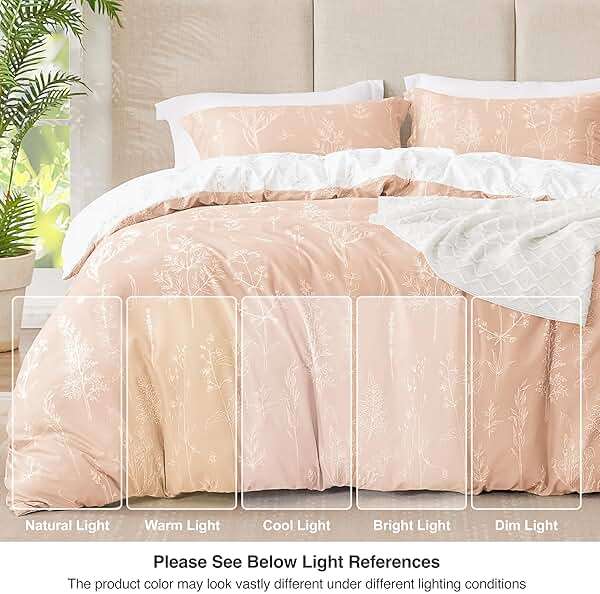 Love's cabin Pink Queen Comforter Set - Queen Size Comforter Set, 3 Pieces Cute Floral Bedding Sets for All Seasons,1 Soft Reversible Botanical Flowers Comforter and 2 Pillow Shams - Image 6