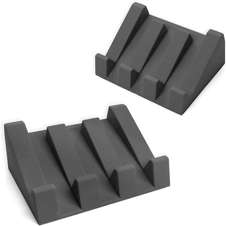 iSoapStone Silicone Soap Dish (USA Patented) Self Draining Bar Soap Holder for Shower Bathroom Sink, Drying Soap Dish Tray Kitchen Sponge Holder Easy Cleaning Soap Saver Mat (Dark Grey, 2) - Image 1