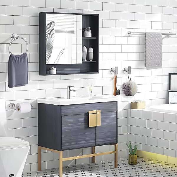 Lairuier 5 Pieces Brushed Nickel Bathroom Accessories Set, 23.6 Inch Bath Towel Bar Set, SUS304 Stainless Steel Bathroom Hardware Set Round Toilet Paper Holder Set Wall Mounted - Image 2