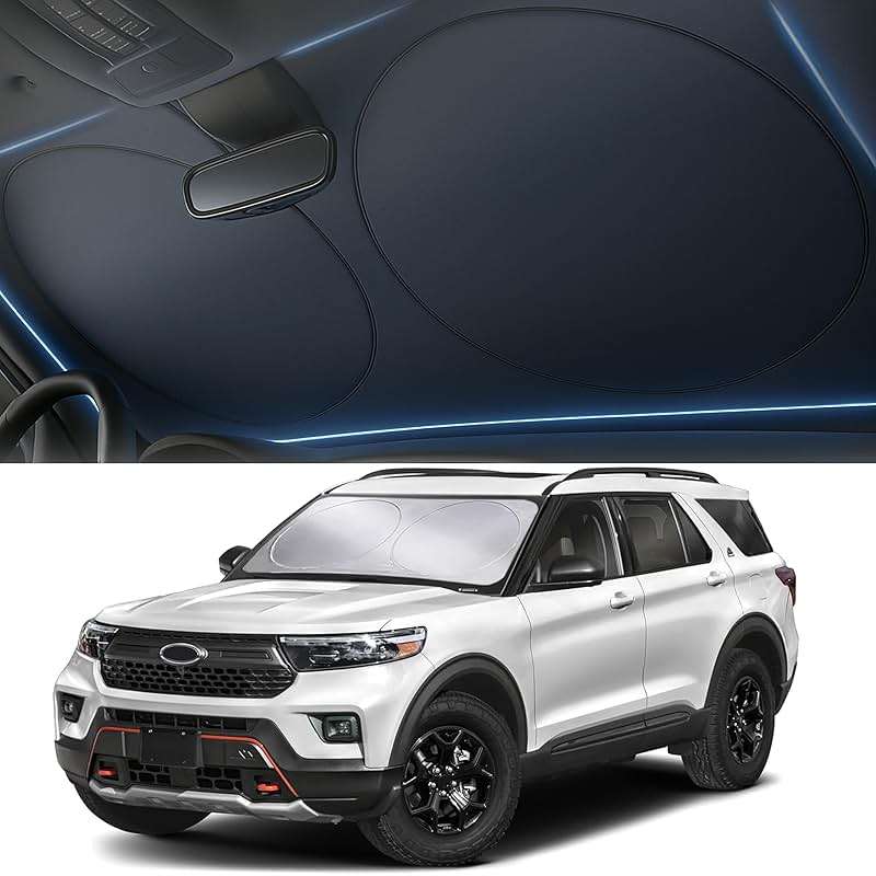 Foldable Car Windshield Sun Shade – 280T Thickened Reflective UV & Heat Shield with Storage Bag, Keeps Interior Cool, Universal Fit for Sedans, SUVs & Trucks – Medium (64" x 32") - Image 1