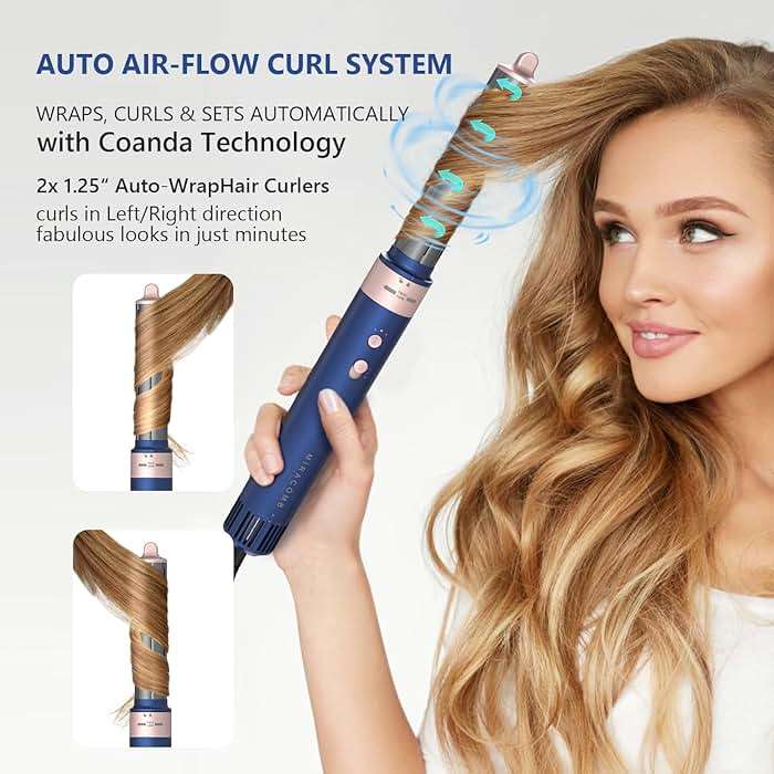 Hair Dryer Brush Professional Hair Multi-Stylers - MIRACOMB Ionic Hot Air Styling System with Auto Wrap Curlers, Brushless Motor, Intelligent Heat Control - Fast Drying - Versatile for All Hair Types - Image 3