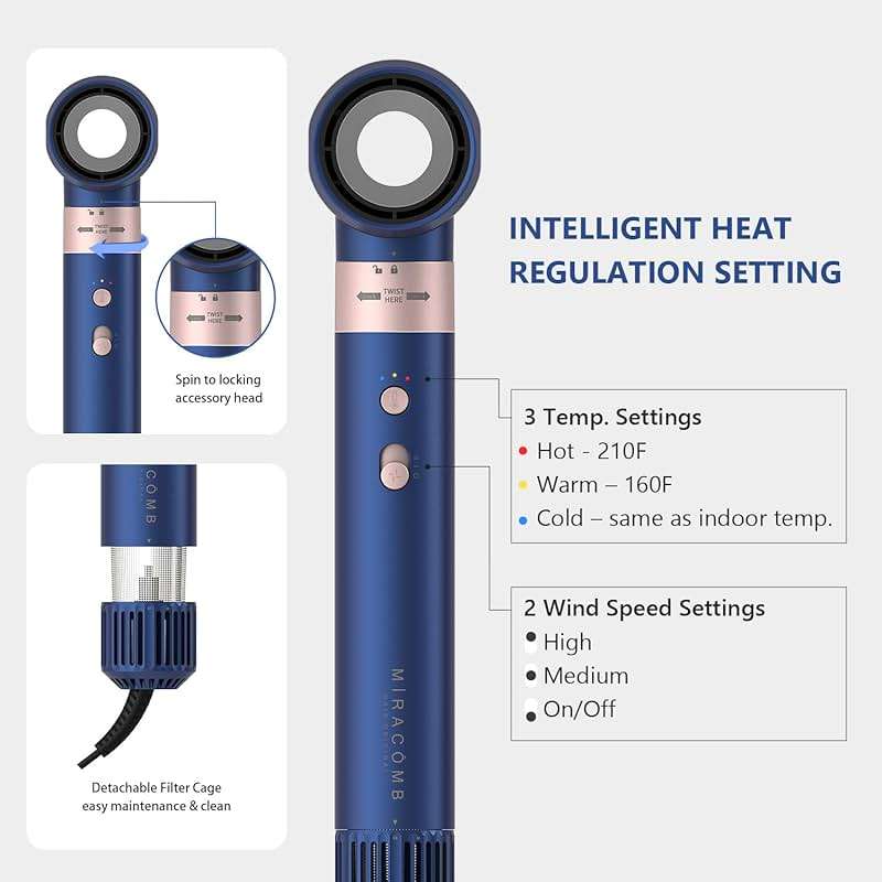 Hair Dryer Brush Professional Hair Multi-Stylers - MIRACOMB Ionic Hot Air Styling System with Auto Wrap Curlers, Brushless Motor, Intelligent Heat Control - Fast Drying - Versatile for All Hair Types - Image 6