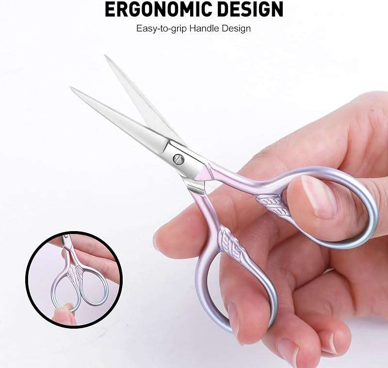 Lobodt Personal Care Professional Beauty Tools (pink) Small scissors Facial hair removal and ear, nose and eyebrow, beard trimming Stainless steel fine straight head scissors - Image 7