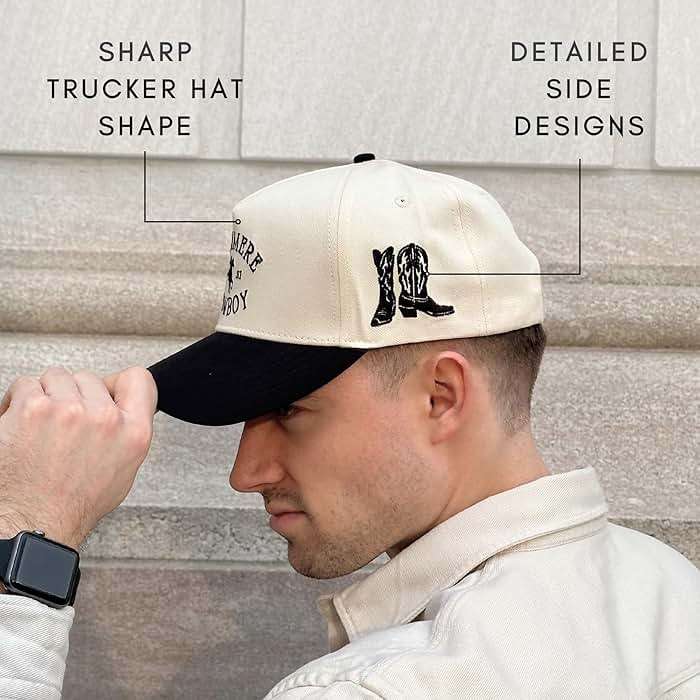Vintage Western Trucker Hat | Men & Women | Country Cute Caps for Cowgirls Cowboys | Camo Denim Embroidered Cotton | Snapback - Image 5