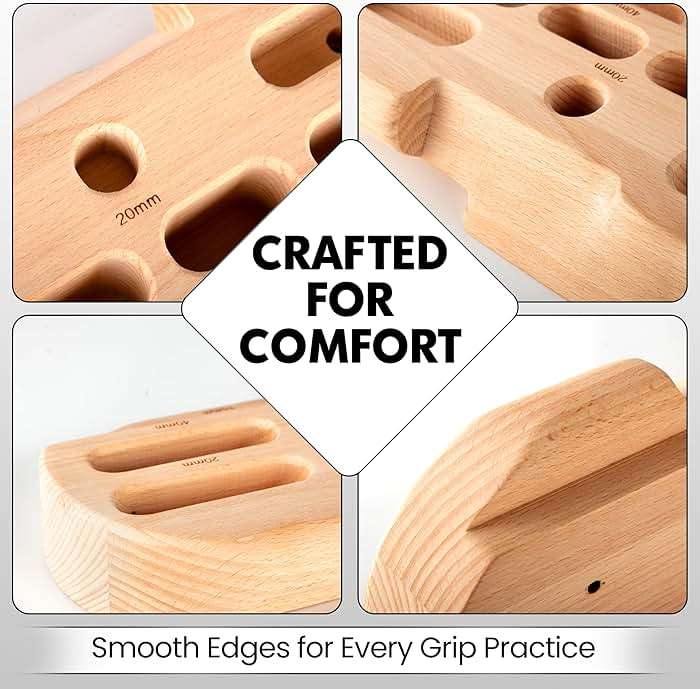 ESTROSO Wooden Hangboard - Training Hang Board with Adjustable Grip Depths, Grip Strengthener, Forearm Exerciser, Pull Ups - Climbing Fingerboard with Installation Kit - Image 5
