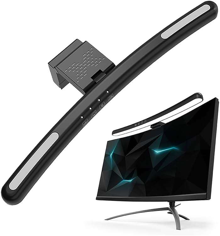 Curved Monitor Light Bar for 24-27 Inch Curved Screens Light Bar with 7 RGB, Stepless Dimming 3 Color Temperatures USB Powered Gaming Computer Light - Image 1