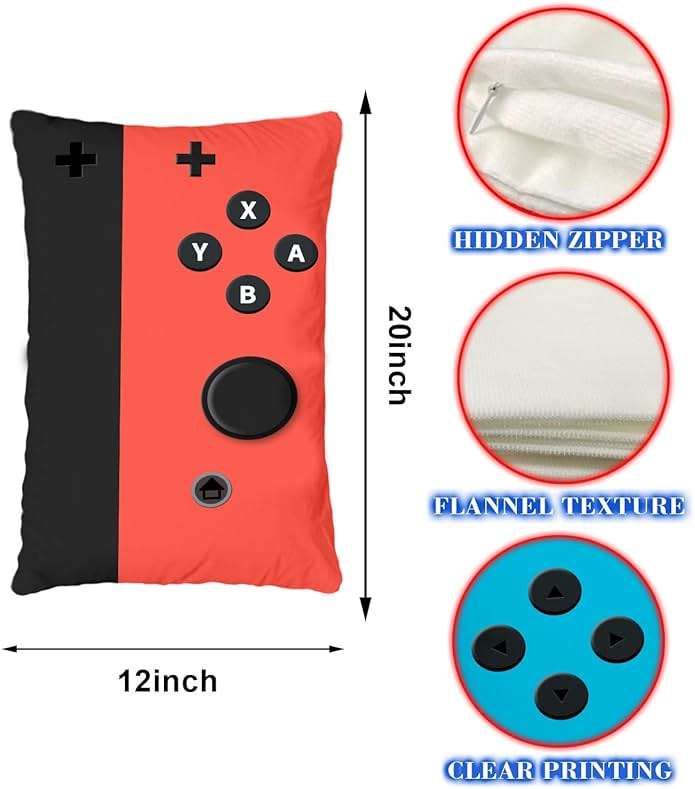 Undergo A Set of 2 Throw Pillow Cases- Gamer Gifts for Teen Boys - Soft Gaming Throw Pillow Cases Cushion Covers for Living Room Bedroom Game Room Decor 12 x 20 inches - Image 3