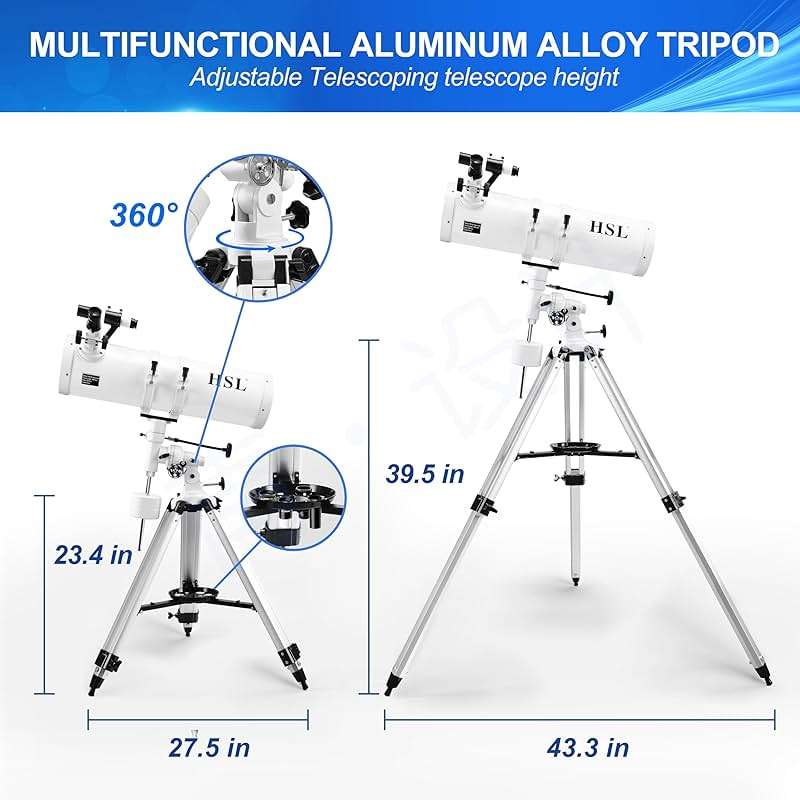 HSL 150EQ Astronomical Reflector Telescope for Adults high Powered,150mm Aperture Professional Telescopes for Adults Astronomy,Comes with 5 Color Filters Set and 3X Barlow Lens - Image 7