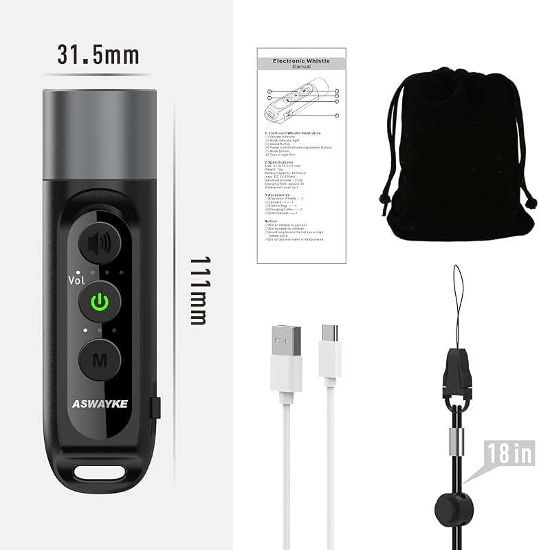aswayke Electronic Whistle Highest IPX5 Maximum Sound 125db Battery 1000mAh Blue for Coaches Teacher, Sports Whistle - Image 6
