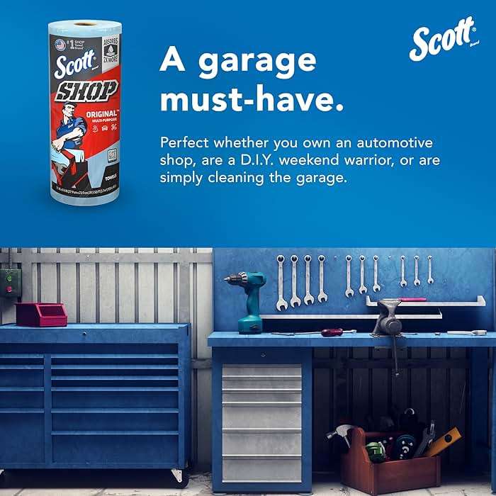 Scott Shop Original Blue Towels (55990), Large 9.4”x11 Cloth-like Paper Towel, 4 packs of 6 (60 Sheets/Roll, 24 Big Rolls/Case, 1,440 Sheet Total) - Image 9