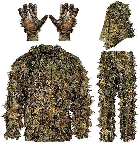 AYIN Ghillie Suit for Men – 3D Leafy Camo Hunting Suit with Hood for Turkey Hunting & Airsoft - Image 1