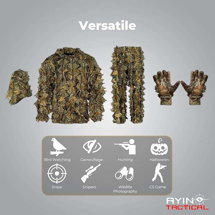 AYIN Ghillie Suit for Men – 3D Leafy Camo Hunting Suit with Hood for Turkey Hunting & Airsoft - Image 2