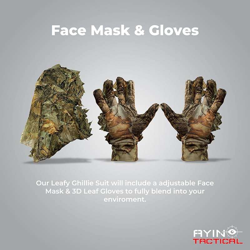 AYIN Ghillie Suit for Men – 3D Leafy Camo Hunting Suit with Hood for Turkey Hunting & Airsoft - Image 5