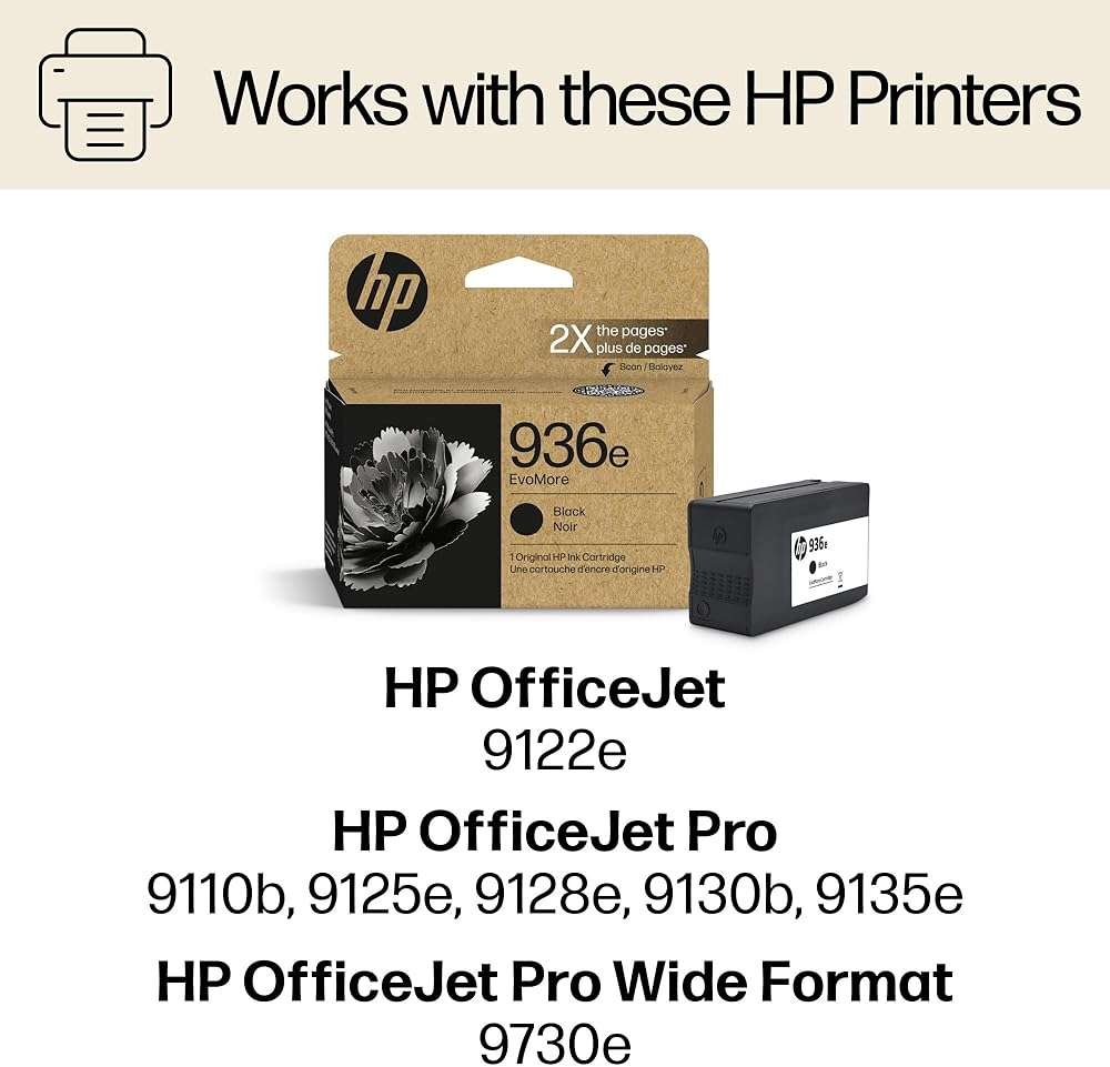 HP 936e Black EvoMore Ink Cartridge | Works with OfficeJet 9120, Pro 9100, Pro Wide Format 9700 | Carbon Neutral | 4S6V6LN - Image 2