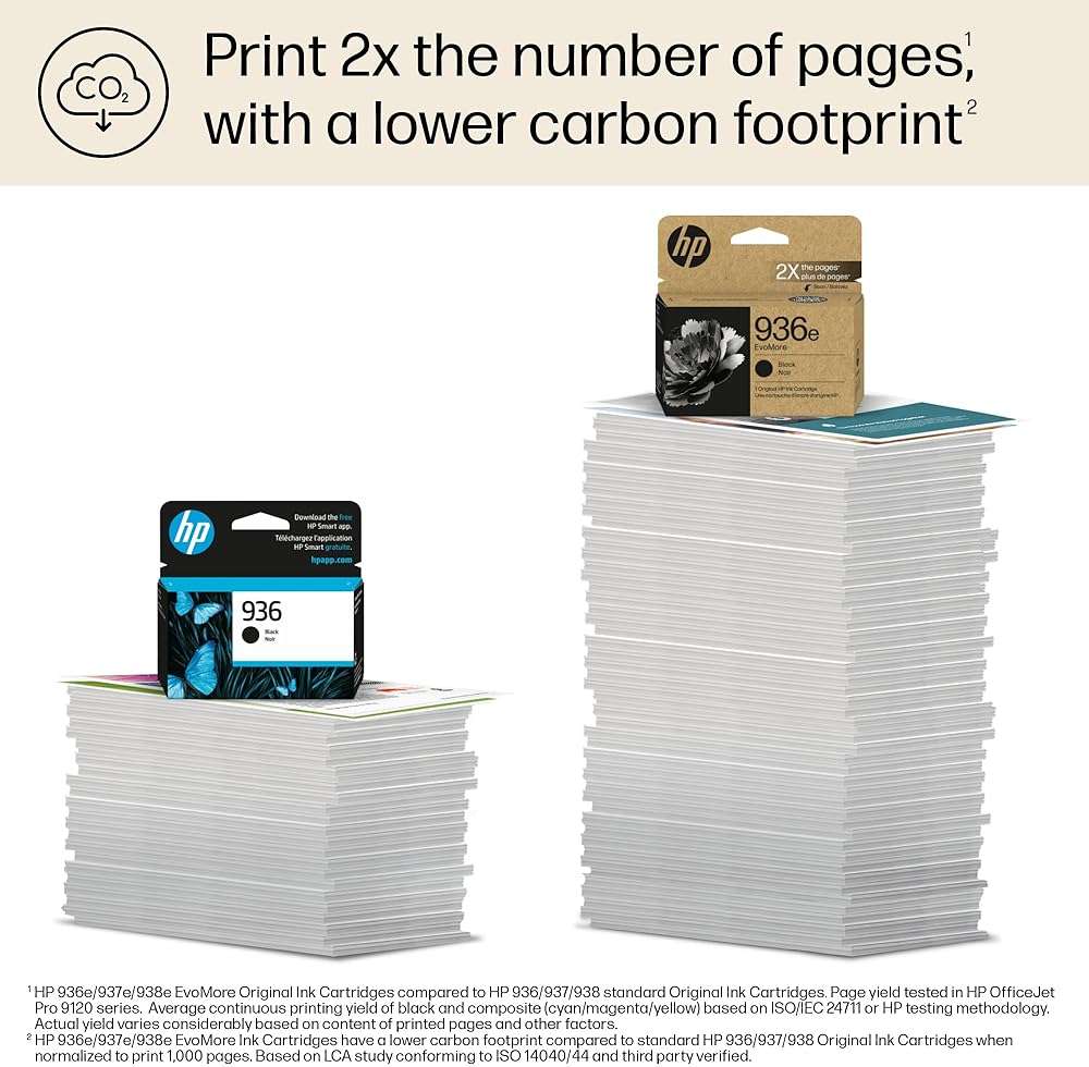 HP 936e Black EvoMore Ink Cartridge | Works with OfficeJet 9120, Pro 9100, Pro Wide Format 9700 | Carbon Neutral | 4S6V6LN - Image 4