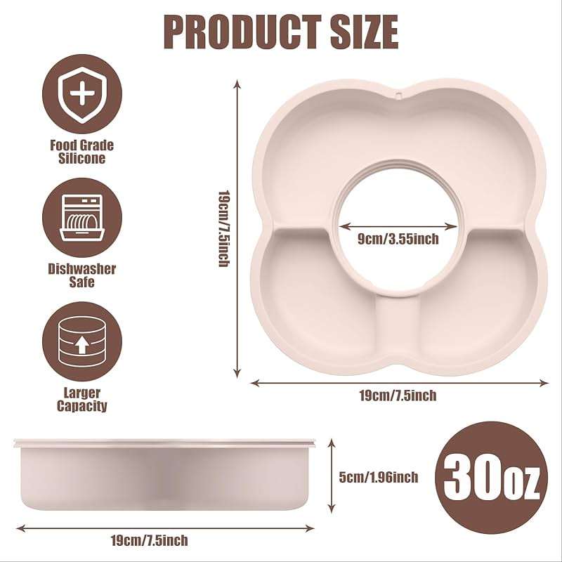 Zonyee Snack Bowl with Lid for Stanley 30 oz Tumbler with Handle, Silicone Snack Tray Snack Ring for Stanley Cup Accessories, Suitable for Car Cup Holder or Outdoor, Rose Quartz - Image 2