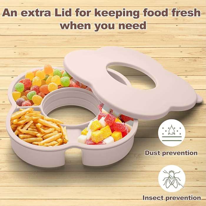 Zonyee Snack Bowl with Lid for Stanley 30 oz Tumbler with Handle, Silicone Snack Tray Snack Ring for Stanley Cup Accessories, Suitable for Car Cup Holder or Outdoor, Rose Quartz - Image 4