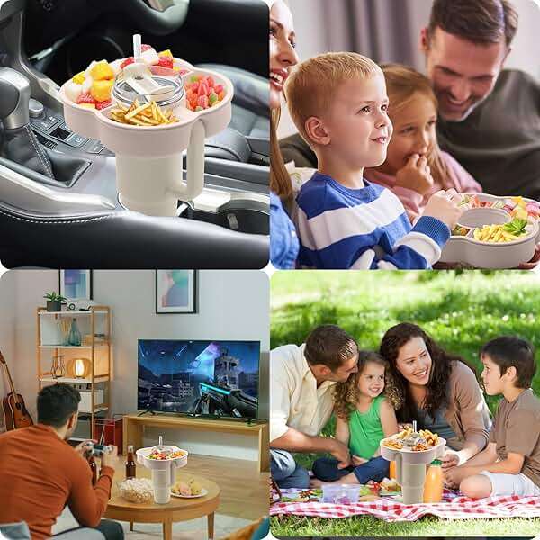 Zonyee Snack Bowl with Lid for Stanley 30 oz Tumbler with Handle, Silicone Snack Tray Snack Ring for Stanley Cup Accessories, Suitable for Car Cup Holder or Outdoor, Rose Quartz - Image 7