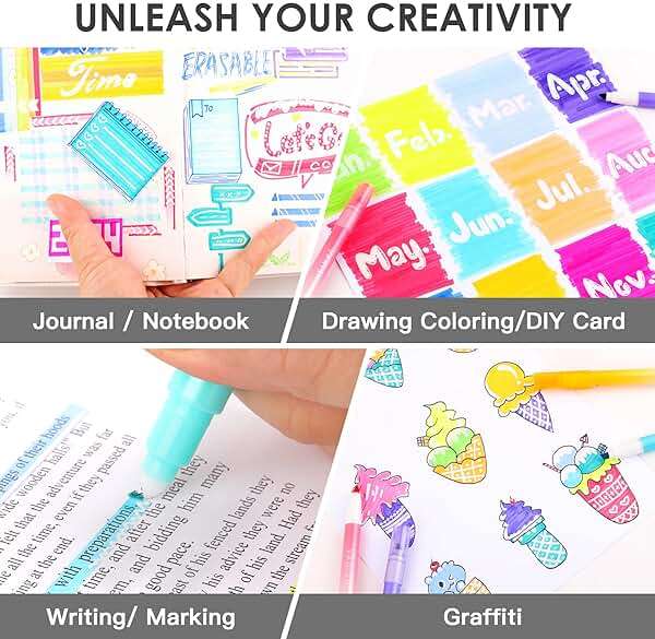 HANKU Erasable Highlighters, Dual Tip 10 Pack Highlighters Assorted Colors Erasable, Smooth Writing Book Journaling No Bleeding Highlighter Pens for Bible Journal Planner - Image 5