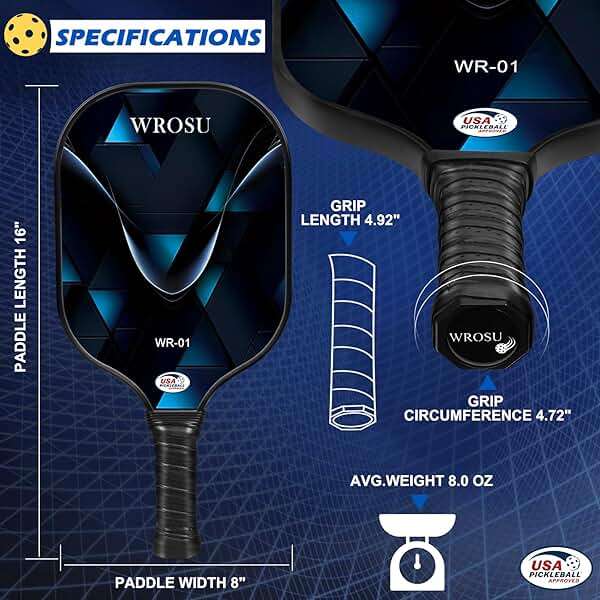 Carbon Fiber Pickleball Paddles Set of 4 or 2 Rackets,USAPA Approved Pickleballs Equipment with Balls,Bag,Accessories,Carbon Fiber T300 Lightweight Pickleball Racquet Set for Men,Women,Kids,Adults - Image 6