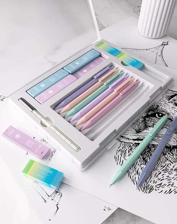 Ponditni 20PACK Mechanical Pencil, 8Pcs 0.5 0.7mm Mechanical Pencils Set With Eraser and 480 Pcs Refills, Cute Colored Preppy School Supplies Gift for Girls Writing - Come With Custom Case - Image 2
