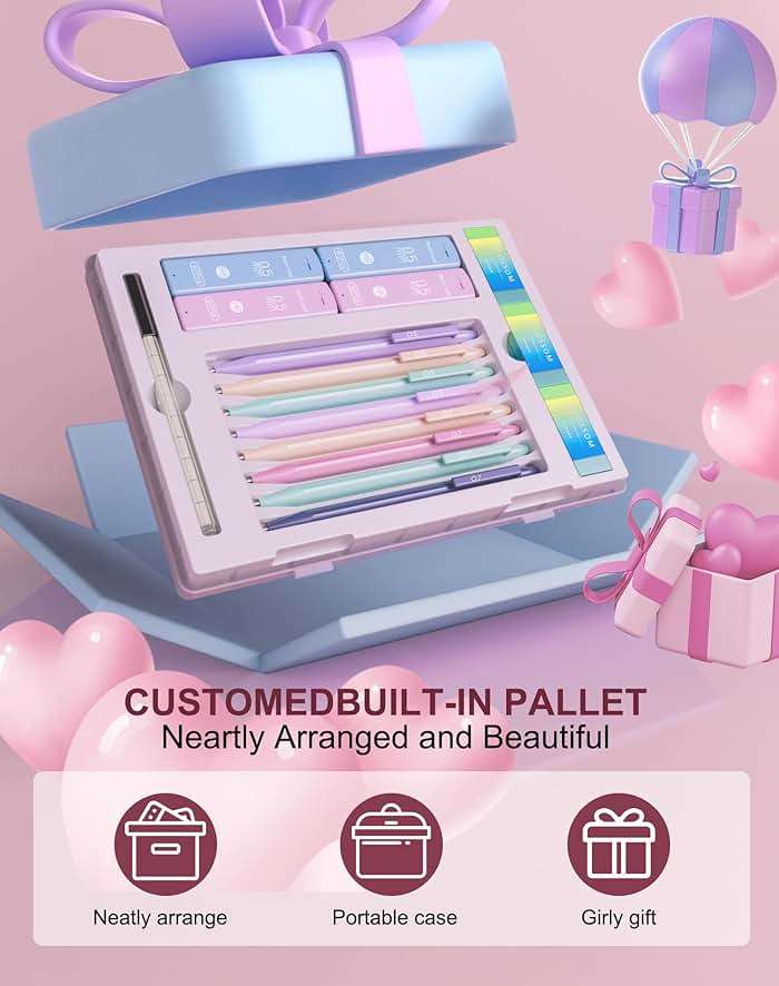Ponditni 20PACK Mechanical Pencil, 8Pcs 0.5 0.7mm Mechanical Pencils Set With Eraser and 480 Pcs Refills, Cute Colored Preppy School Supplies Gift for Girls Writing - Come With Custom Case - Image 6