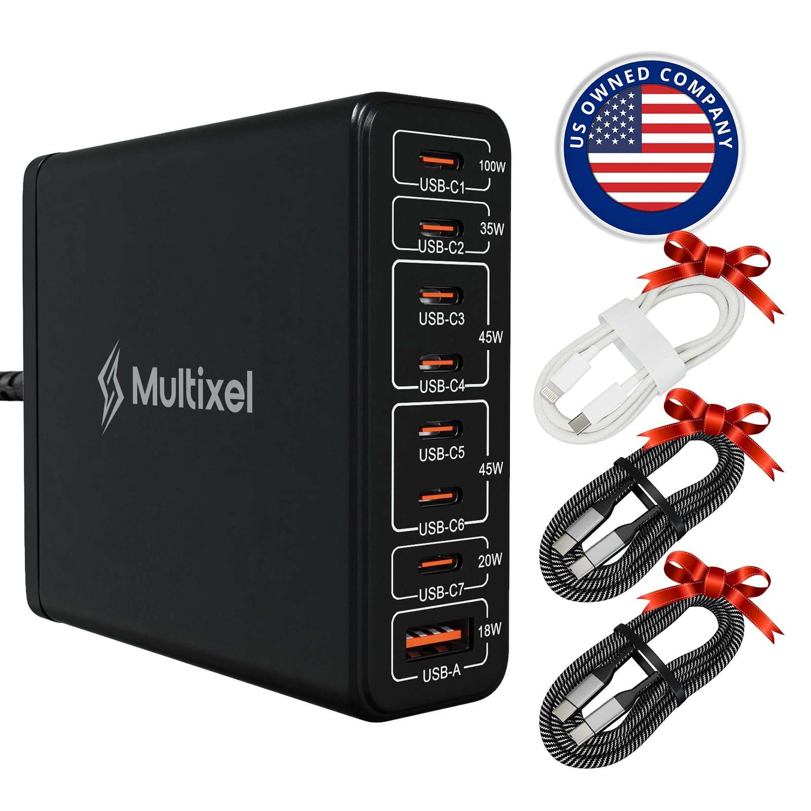 Upgraded 240W 8 Ports GaN Charger, USB Charging Hub, Multi USB C Charger Station, USB-C Charging Hub for MacBook Pro/Air/iPad Pro/iPhone/Samsung Galaxy Note - Image 1