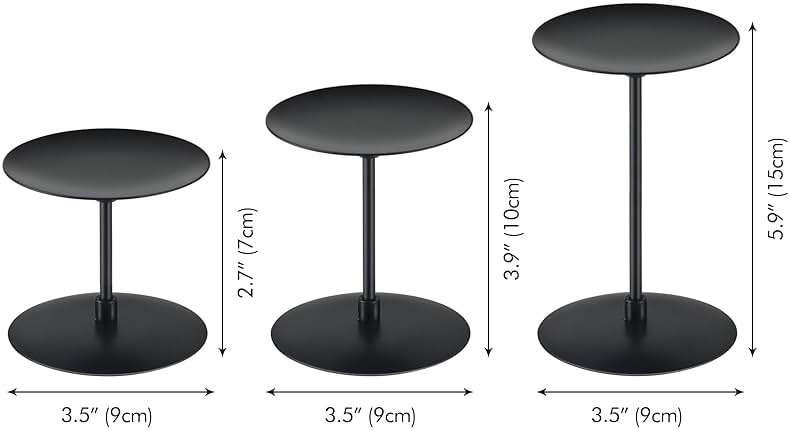Lunhoo Set of 6 Candle Holders, Metal Pillar Candle Stand for Tabletop Wedding Party Event Birthday Anniversary (Black) - Image 3
