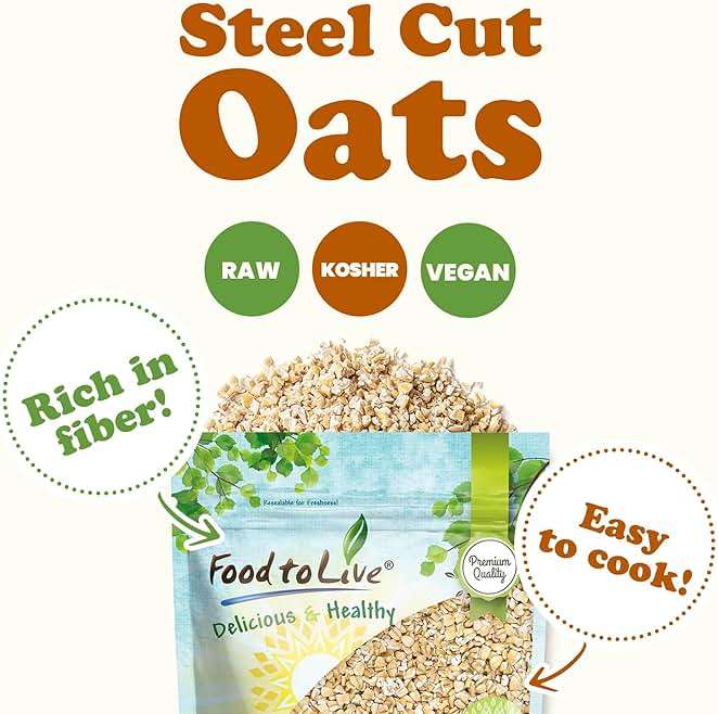 Food to Live Steel Cut Oats, 20 Pounds - 100% Whole Grain Irish Oats, Quick and Easy Cooking Oatmeal, Hearty and Nutritious Cereal, High in Fiber and Protein, Raw, Unprocessed, Vegan, Kosher, Bulk - Image 4