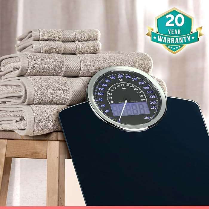 Adamson Hybrid Bathroom Scale for Body Weight - 2-in-1 Analog & Digital Display, Accurate Weight Scale Up to 400 lbs, Backlit LCD, Wide Tempered Glass Platform, 3 AAA Batteries Included - Image 6